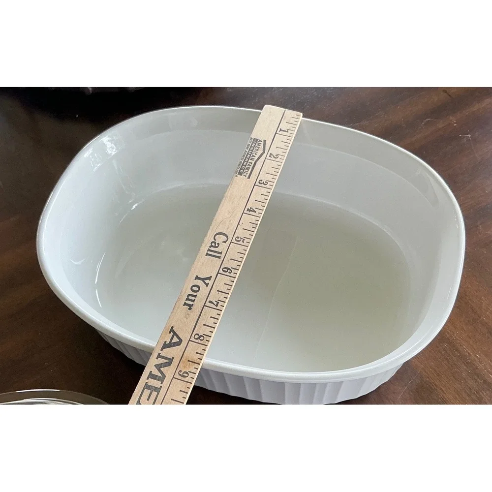CorningWare Vintage French White Oval Casserole Dish with Pyrex Glass Lid 2.5 Qt